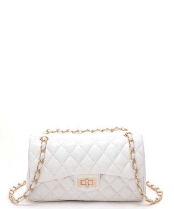Quilted Classic Turn Lock Shoulder Bag 6503 WHITE